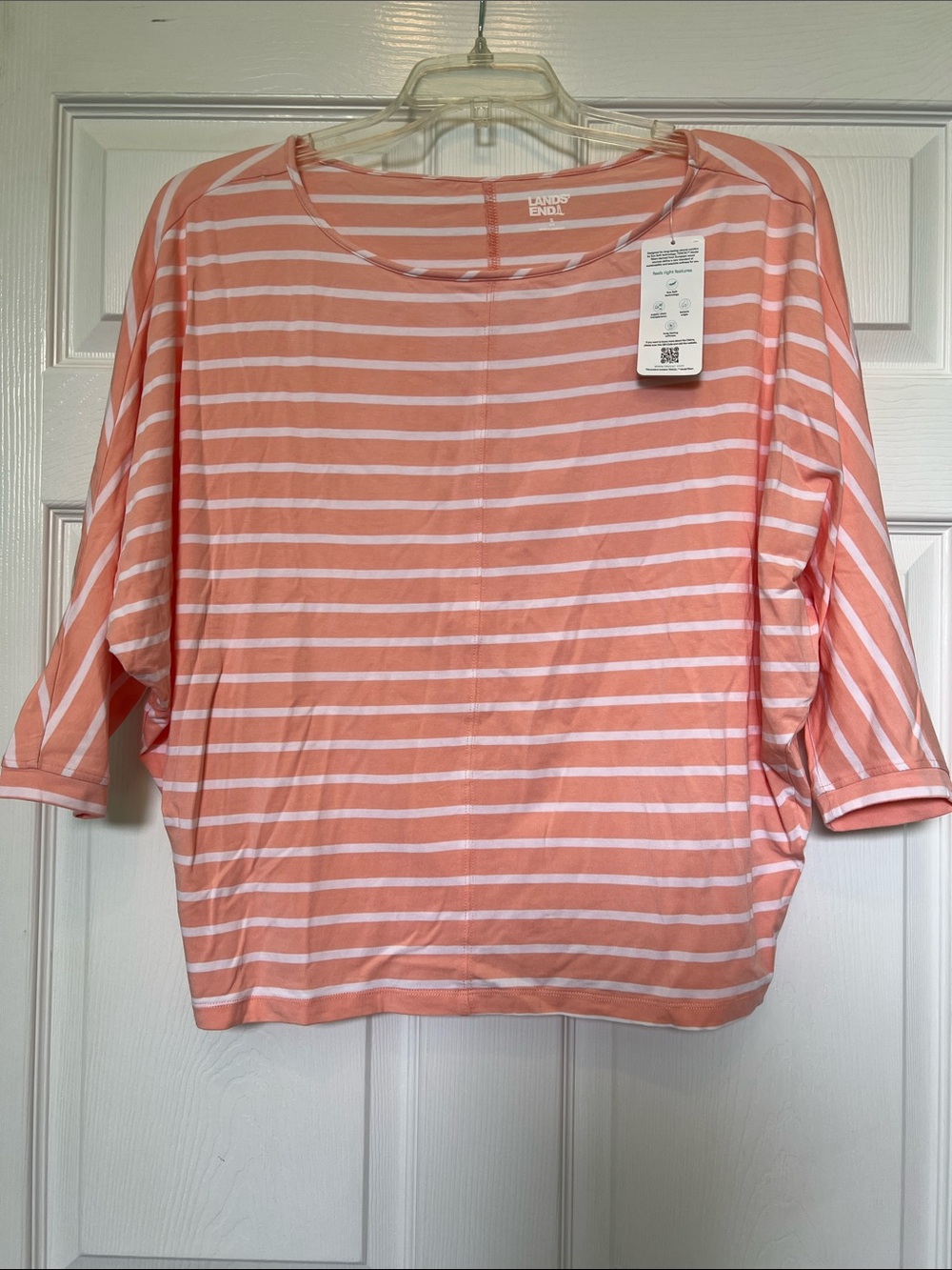 Lands' End Peach and White Striped Boatneck Tunic